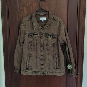 Time & Tru Brown Acid Wash Denim Jean Jacket Size XXXL (22)